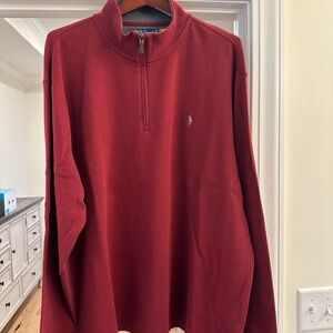 Polo by Ralph Lauren Men's Red Quarter-Zip Sweater- NWT